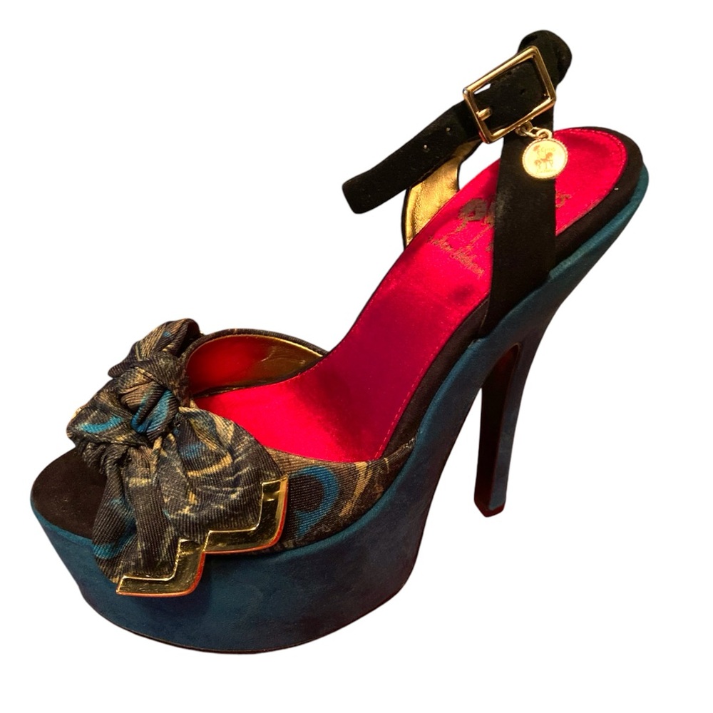 Sam Edelman Circus Jenny Blue Platform High Heel Shoes Teal Blue in Box 6.5